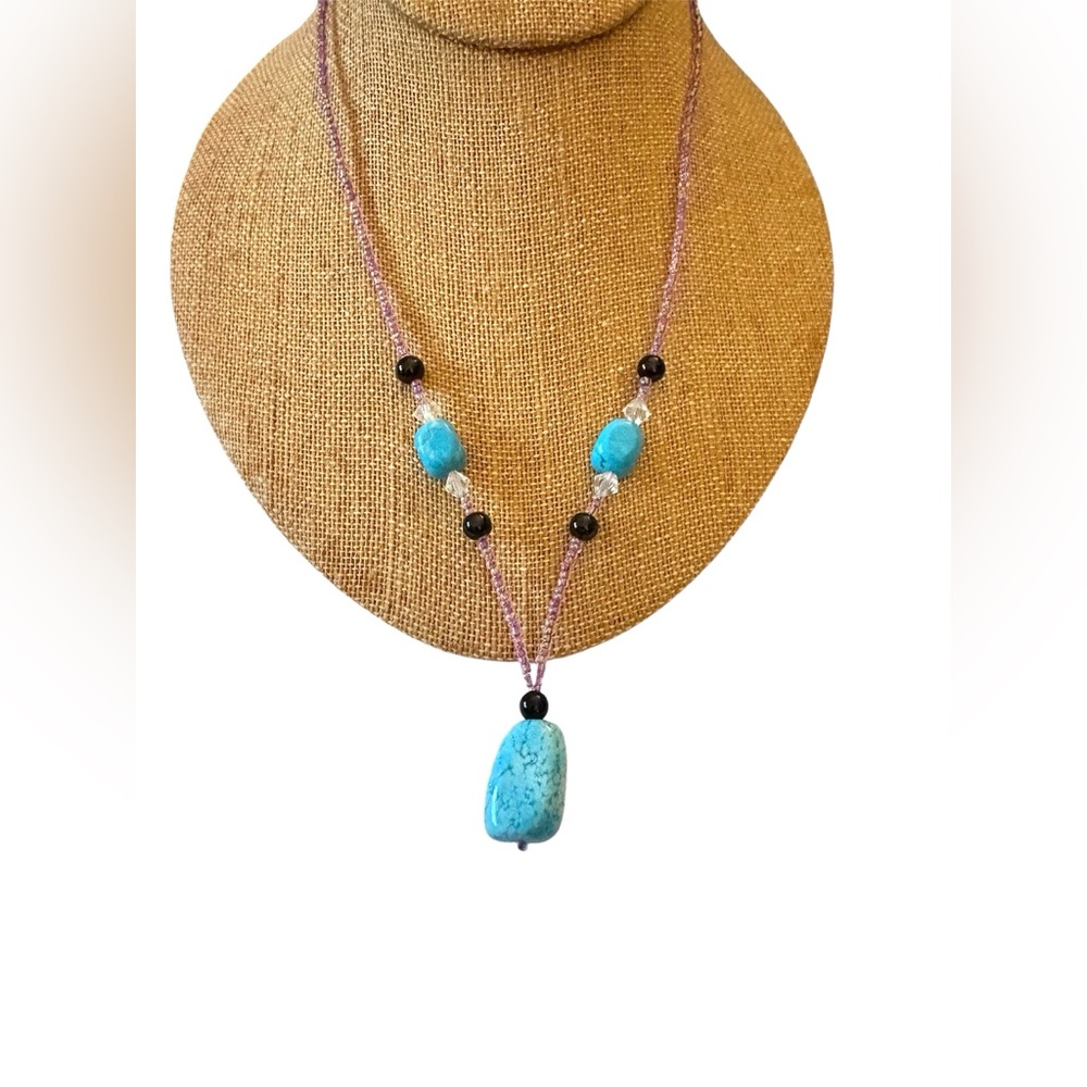 Seed Bead And Gemstone Necklace On Wire With Lobster Clasp